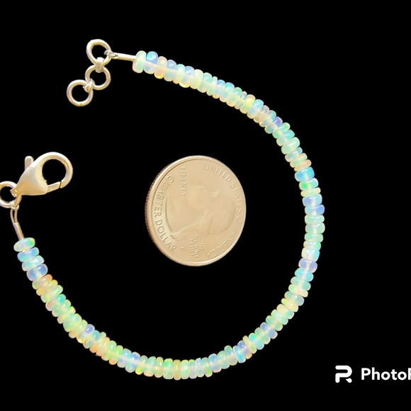 Natural Ethiopian Opal & Sterling Silver gold plated Bracelet - Picture 3 of 10